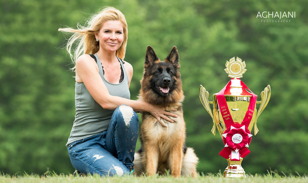 karen and long coat german shepherd